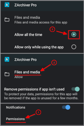 ZArchiver File lists
